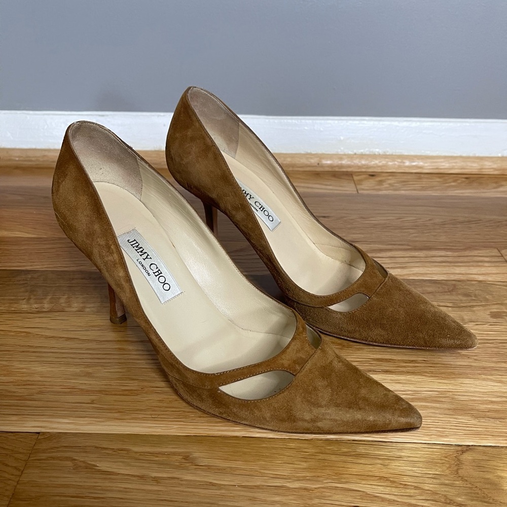 Jimmy Choo Brown Suede Pointed Toe Pumps
